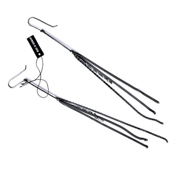 ANN DEMEULEMEESTER Gunmetal Silver-Tone Chain Link Shoulder Grazing Earrings - Picture 10 of 10